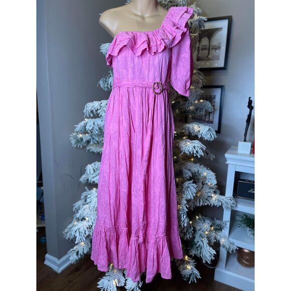 Anthropologie Ruffled One-Shoulder Midi Dress x Place Nationale - Picture 4 of 7